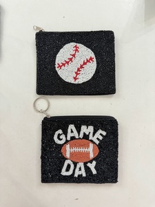 Handmade Sports Fan Zipper Wallet for Women and Girls <b>Red</b> Star Game Day Beaded Coin <b>Purse</b> Multi-Purpose Storage Pouch Accent Bag - Product Image 2