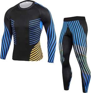 Vêtements de sport de compression pour hommes, ensembles de gym, chemise à manches longues, pantalon, ensemble de course à pied ajusté - Product Image 5