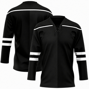 Maillots de hockey sur glace respirants et confortables pour adultes, uniformes d'équipe pour hommes, tenues d'entraînement et de match d'hiver, personnalisables avec les noms d'équipe sur le devant, disponibles dans le monde entier. - Product Image 3