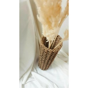Vase à fleurs en rotin tressé à la main, vase sur pied en fil métallique rustique, écologique, style bohème, pour plantes séchées, décoration de salon - Product Image 6