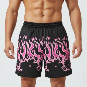 Shorts pour hommes rose uni, séchage rapide, respirant, personnalisable, OEM, vente en gros - Product Image 3