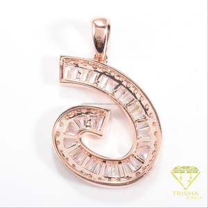 Premium <b>Gold</b> Tone <b>Number</b> " C " Charm Moissanite Diamond Statement Pendant For Jewelry Importers And Distributors - Product Image 2