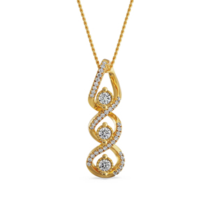 Women's Yellow Gold Plated Diamond Pendant Necklace Round Brilliant Cut Geometric Design <b>Rope</b> <b>Chain</b> Luxury Style - Product Image 1