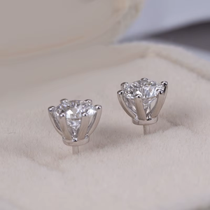 ต่างหูเพชรทรงกลมคลาสสิก หินแล็บ สำหรับผู้หญิง สวมใส่ได้ทุกวัน - Product Image 2
