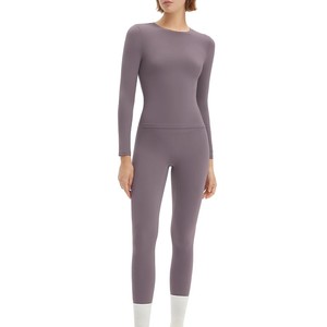 Conjunto de Top de Yoga sin Mangas con Cuello Redondo y Leggings de Cintura Media, Color Sólido, Largo Completo, Spandex/Nylon, 2 Piezas, Tallas Grandes, Secado Rápido - Product Image 1