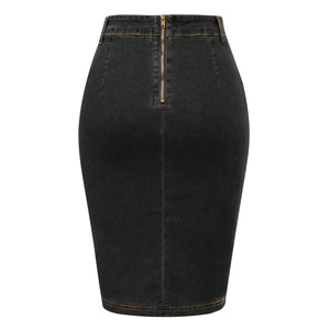Jupe crayon en jean extensible grande taille pour femme, taille élastique, séchage rapide, confortable, coupe ajustée, tendance, été 2026 - Product Image 2