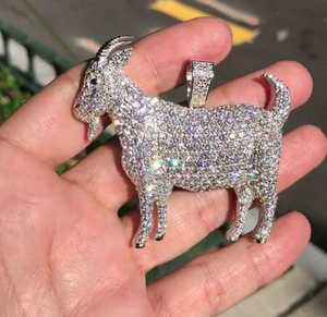 Pendentif Chèvre de Luxe en Moissanite Givrée, Argent Sterling 925, Taille Brillante, Sertissage à Griffes, Plaqué Or, Style Hip Hop, Breloque Animale Unisexe Dvars - Product Image 4