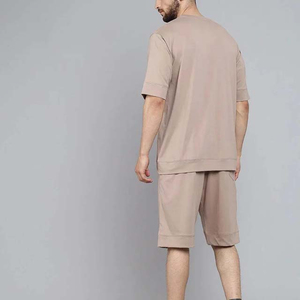 ชุดเสื้อยืดฟิตเนสฤดูร้อนผ้าโพลีเอสเตอร์/คอตตอน เนื้อหนา ระบายอากาศได้ดี ยูนิเซ็กซ์ คุณภาพสูง สกรีนลายตามสั่ง กางเกงขาสั้น เสื้อยืดผู้ชาย - Product Image 2