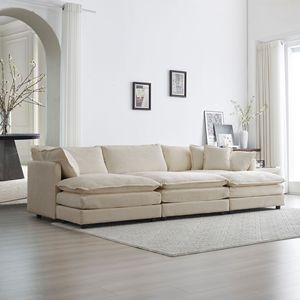 Canapé modulaire réversible super doux en forme de U pour 6 personnes, 3 ottomanes, 3 coussins décoratifs, assise profonde confortable pour salon - Product Image 1