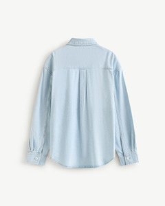 Camisa de mezclilla de punto lisa de manga larga para hombre, corte holgado, transpirable, antiencogimiento, cierre de un botón, cuello vuelto, otoño - Product Image 2