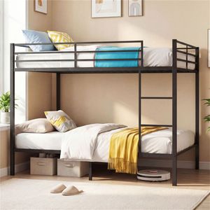 Letto Singolo in Metallo Nero, Facile Montaggio, Altezza da Terra 12 Pollici, Peso Netto 79,5 Libbre, con Ringhiera di Sicurezza - Product Image 6