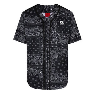 Maillot de baseball personnalisé pour homme, imprimé bandana noir, respirant, en polyester, boutonné, streetwear, uniforme d'équipe, fournisseur OEM en gros - Product Image 6
