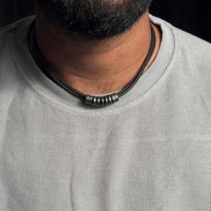 <b>Titanium</b> Steel Number Pendant with Rope <b>Chain</b> Gold & Rose Gold Plated Religious Style for Men & Boys 17 Inch - Product Image 1