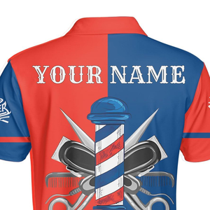 T-shirt créatif sublimé pour barbier, imprimé graphique, manches courtes, polyester, col en V, personnalisation de marque, pour coiffeurs, coupe classique homme - Product Image 6