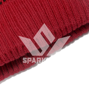 Bonnet unisexe SPARKWELL en jacquard avec pompon, motif géométrique rouge et noir, 56-58 cm, chapeau d'hiver décontracté pour l'extérieur - Product Image 5
