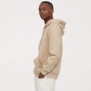 Sweat à capuche personnalisé Shamsher pour homme, beige, avec logo brodé sur le devant, tissu polaire respirant (polyester/coton), côtelé - Product Image 2