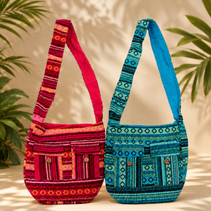 Eco Friendly Jhola Sling Indian Crossbody <b>Shoulder</b> <b>Bag</b> | Handmade Cotton Multipurpose Casual Travel <b>Bag</b> Adjustable <b>Strap</b> Durable - Product Image 4