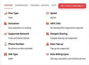Internet rapide aux Turkes-et-Caïcos, eSIM 2 Go 15 jours, 3 Go/5 Go 30 jours, forfait de données de voyage 4G/5G, code QR, livraison instantanée - Product Image 2
