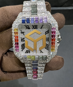 Luxury Iced Out Moissanite Diamond Hip Hop Quartz <b>Watch</b> Men Polygon Analog Wristwatch - Product Image 6