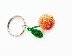 Peach Beaded <b>keychain</b> for women/ fruit accessory/ Small <b>keychain</b> - Product Image 3