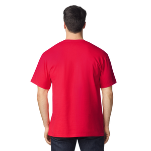 T-shirt décontracté pour homme en jersey polyester/coton rouge à col rond, avec logo frontal, manches courtes, coupe classique, doux, respirant et à séchage rapide - Product Image 2