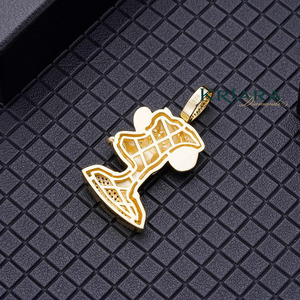 Colgante de Mono Chapado en Oro de Plata 925 con Incrustaciones de Diamantes Cultivados en Laboratorio, Amuleto de Hip Hop de Dibujos Animados, Joyería Unisex - Product Image 3