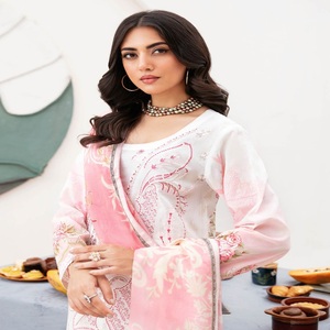 Lawn brodée Shalwar Kameez de designers pakistanais 3 pièces costumes quotidiens décontractés Kurti Salwar pour femmes et filles - Product Image 3