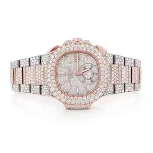 Montre automatique mécanique en or rose pour hommes, style Hip Hop, luxe, sertie de moissanite VVS colorée, vente en gros - Product Image 3