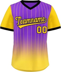 Maillot de baseball personnalisé à col en V, chemises de sport à rayures style hip-hop, nom et numéro personnalisés pour hommes/femmes/jeunes - Product Image 3