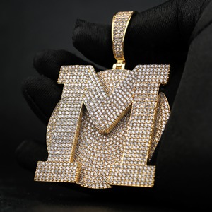 Collier avec pendentif personnalisé lettre M, argent 925, style streetwear, serti de pierres - Product Image 4