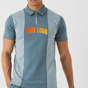 Ensemble deux pièces pour homme, été, polo et short, couleurs contrastées, vêtements décontractés avec logo imprimé sur le devant, tissu tricoté respirant - Product Image 5