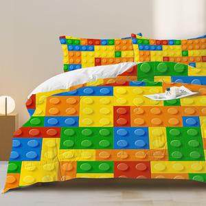 Ensemble de couette coloré en blocs de construction, 203x229cm, housse de couette, literie, décoration de chambre d'enfant - Product Image 3