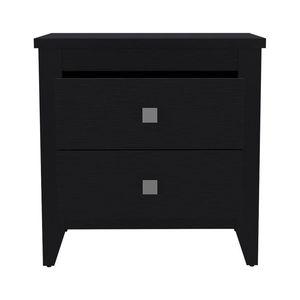 Comodino Oasis con due cassetti e quattro gambe, piano superiore nero - E Shop Depo - Product Image 3