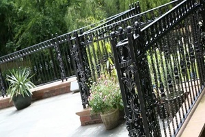 Traditional Victorian <b>Wall</b>-<b>Mounted</b> Wrought Iron Pipe Balcony Railing; Rust-Resistant Security Anti-theft Easy Assemble for - Product Image 5