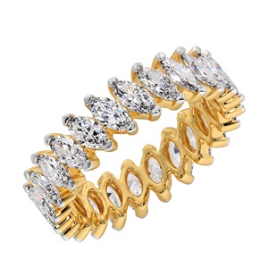 Anillo de Diamante Cultivado en Laboratorio con Corte Marquesa de Lujo, Chapado en Oro de 18K/14K, Anillo de Eternidad Apilable, Anillo de Boda, Joyería Fina - Product Image 3