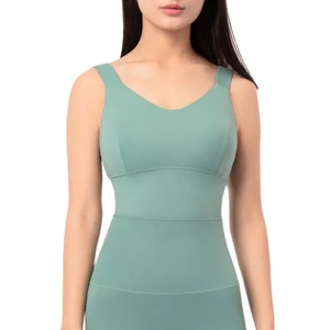 Débardeur court moulant sexy en Spandex et Polyester pour femme, avec logo personnalisé, col cœur, idéal pour le sport, le yoga et la gym - Product Image 1