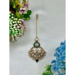 Indian Ethnic Brass Moissanite Mang Tika-Casual Artificial Jewellery - Product Image 2