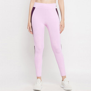 Leggings roses taille haute sans coutures pour femmes, longueur intégrale, sportifs, extensibles, respirants, en tissu tricoté, toutes saisons - Product Image 1
