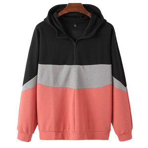 Sudadera con Capucha y Media Cremallera para Hombre, Uso en Invierno al Aire Libre, Diseño Sólido, Ropa Casual, 100% Algodón, Secado Rápido y Transpirable - Product Image 1