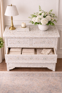 Bone Inlay <b>Sideboard</b> Drawer Cabinet Agate Detailing Three Layer <b>Storage</b> Console Table for Living Room - Product Image 4