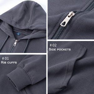 Men's Everyday Full <b>Zip</b> <b>Hooded</b> Sweatshirt Soft Comfortable Cotton Hoodie with Adjustable Hood Front Pockets and Modern Casual - Product Image 4