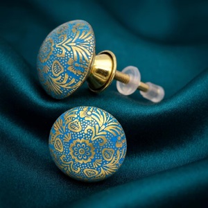 Modern Blue <b>Gold</b> Patterned Brass Cabinet Knob <b>Drawer</b> Handle Easy Installation for Bedroom Kitchen Living Room Furniture - Product Image 1