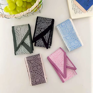 2026 New Arrival Women Geometric Floral Print Skinny Satin Scarf Girl Hair Bandana Neck Scarf Bag Handle <b>Decor</b> for Spring <b>Summer</b> - Product Image 2