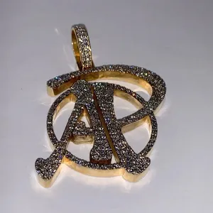 Colgante de Letra Inicial de Moissanita, Collar Personalizado con Alfabeto, Chapado en Oro, Plata 925, Joyería Hip Hop - Product Image 2