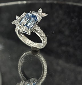 เครื่องประดับแฟชั่น Starsgem เงินแท้ 925 แหวนพลอยแซฟไฟร์สังเคราะห์ขนาด 7*9 มม. ประดับด้วยมอสซาไนต์ แหวนหมั้น - Product Image 4