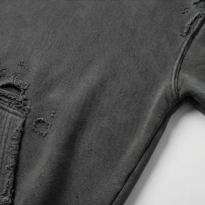 Premium Pullover Streetwear Acid Wash Cotton Hoodies No Drawstring Custom <b>Vintage</b> Distressed <b>Sweatshirt</b> Men Wholesale Apparel - Product Image 5