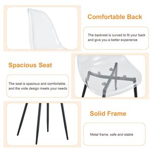 Set di Sedie da Pranzo con Piano in Vetro Effetto Marmo Bianco, Base in MDF e 6 Sedie con Gambe in Metallo Nero Trasparente - Product Image 5