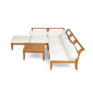 Teak Outdoor Sofa Set Garden Patio Furniture Modern Sectional Lounge Wooden Sofa Resort Villa <b>Seating</b> - Product Image 2