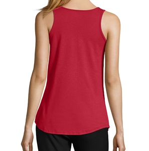 Camiseta sin mangas de punto jersey de color liso para mujer, cuello redondo, transpirable, informal, con logo frontal personalizable, talla grande, roja, al por mayor - Product Image 1
