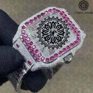 Charm Jewells Women's Luxury Stainless Steel Square <b>Watch</b> 30mm Pink Diamond Encrusted Sapphire Crystal Analog Quartz - Product Image 4